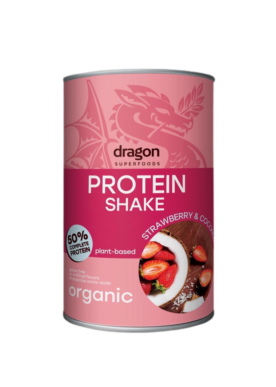 אבקת חלבון טבעונית אורגנית בטעם תות קוקוס- Dragon SuperFoods